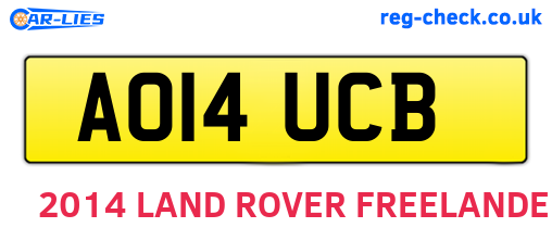 AO14UCB are the vehicle registration plates.