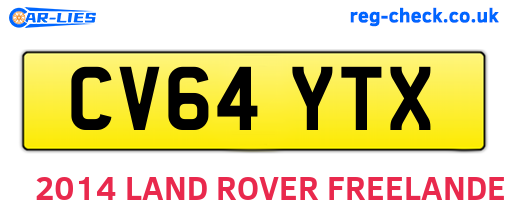 CV64YTX are the vehicle registration plates.