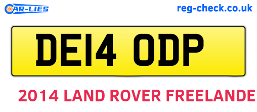DE14ODP are the vehicle registration plates.
