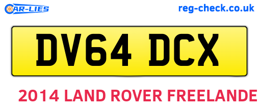 DV64DCX are the vehicle registration plates.
