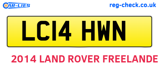 LC14HWN are the vehicle registration plates.
