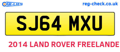 SJ64MXU are the vehicle registration plates.
