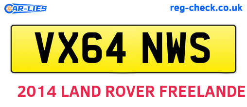 VX64NWS are the vehicle registration plates.