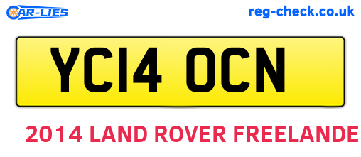 YC14OCN are the vehicle registration plates.