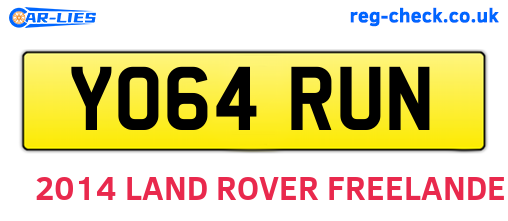 YO64RUN are the vehicle registration plates.