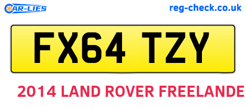 FX64TZY are the vehicle registration plates.