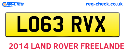 LO63RVX are the vehicle registration plates.
