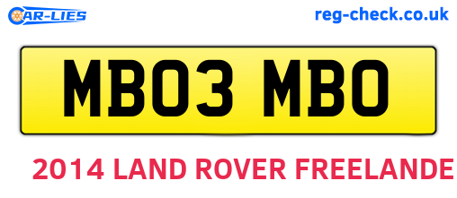 MB03MBO are the vehicle registration plates.