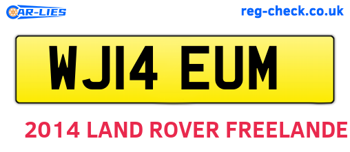 WJ14EUM are the vehicle registration plates.