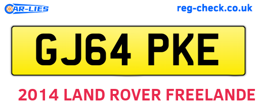 GJ64PKE are the vehicle registration plates.