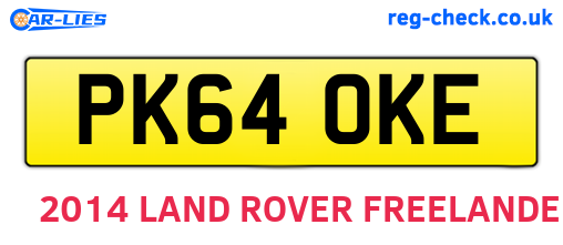 PK64OKE are the vehicle registration plates.