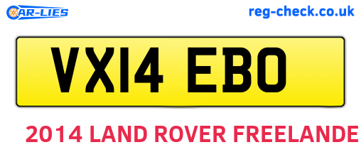 VX14EBO are the vehicle registration plates.