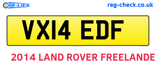 VX14EDF are the vehicle registration plates.