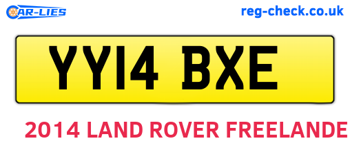 YY14BXE are the vehicle registration plates.