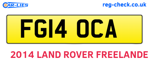 FG14OCA are the vehicle registration plates.
