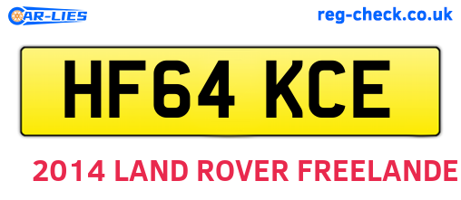 HF64KCE are the vehicle registration plates.