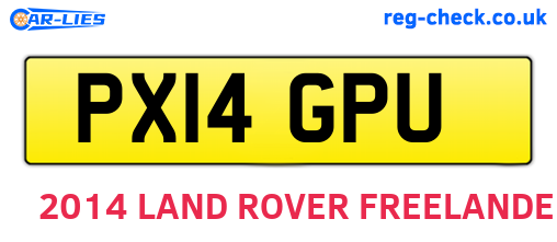 PX14GPU are the vehicle registration plates.