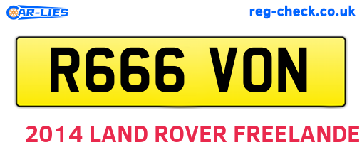 R666VON are the vehicle registration plates.