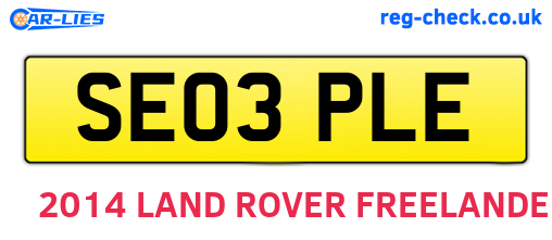 SE03PLE are the vehicle registration plates.