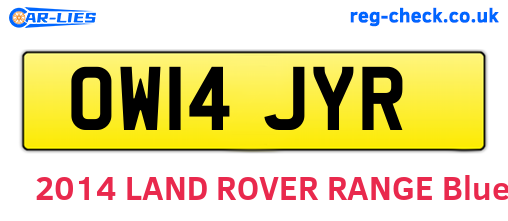 OW14JYR are the vehicle registration plates.