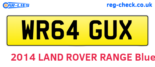 WR64GUX are the vehicle registration plates.