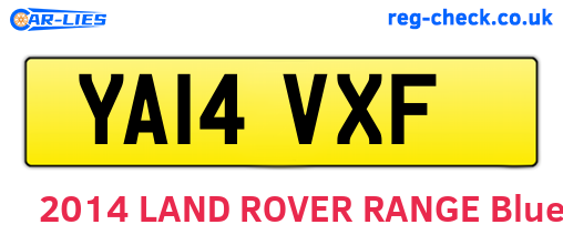 YA14VXF are the vehicle registration plates.