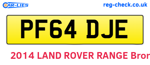 PF64DJE are the vehicle registration plates.
