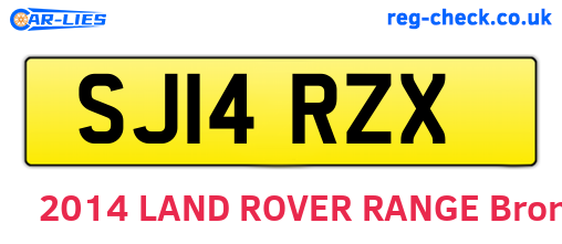 SJ14RZX are the vehicle registration plates.