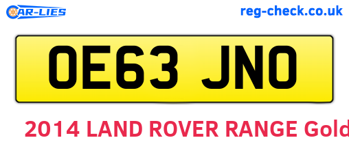 OE63JNO are the vehicle registration plates.