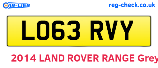 LO63RVY are the vehicle registration plates.