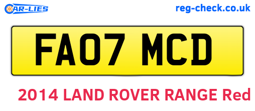 FA07MCD are the vehicle registration plates.