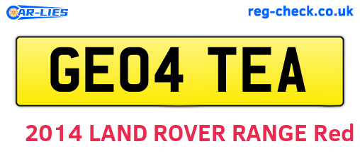 GE04TEA are the vehicle registration plates.