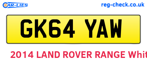 GK64YAW are the vehicle registration plates.