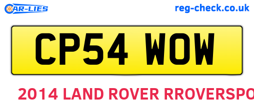 CP54WOW are the vehicle registration plates.