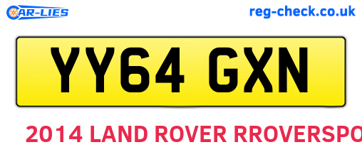 YY64GXN are the vehicle registration plates.