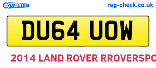 DU64UOW are the vehicle registration plates.