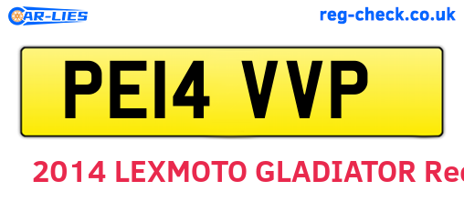 PE14VVP are the vehicle registration plates.