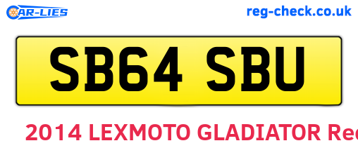 SB64SBU are the vehicle registration plates.