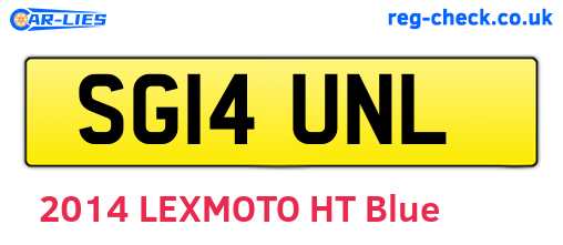 SG14UNL are the vehicle registration plates.