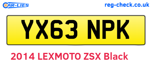 YX63NPK are the vehicle registration plates.