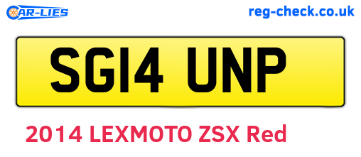 SG14UNP are the vehicle registration plates.