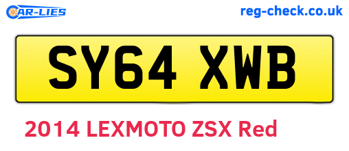 SY64XWB are the vehicle registration plates.