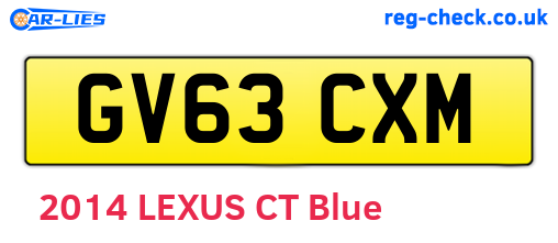 GV63CXM are the vehicle registration plates.