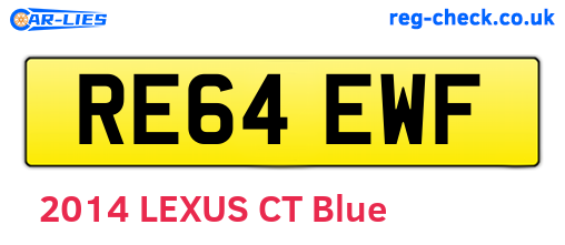 RE64EWF are the vehicle registration plates.