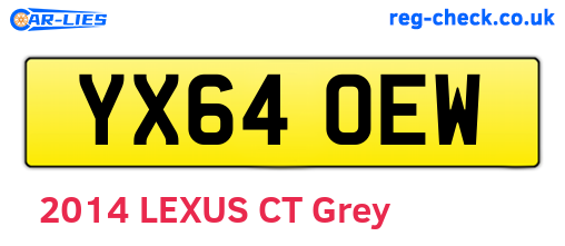 YX64OEW are the vehicle registration plates.