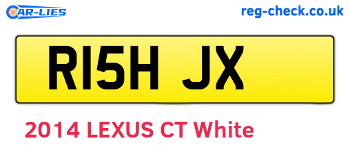 R15HJX are the vehicle registration plates.