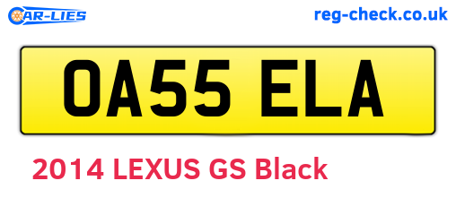 OA55ELA are the vehicle registration plates.