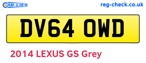 DV64OWD are the vehicle registration plates.