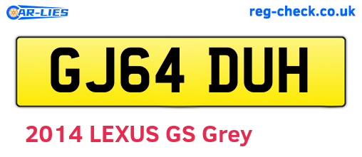 GJ64DUH are the vehicle registration plates.