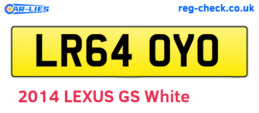 LR64OYO are the vehicle registration plates.